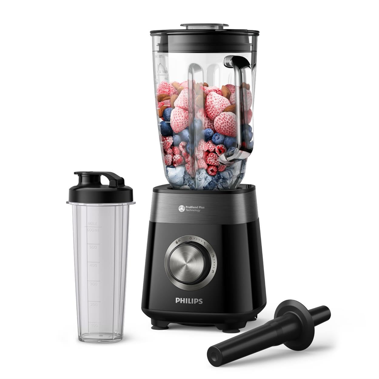 Bosch MMB6141B Standmixer VitaPower Serie 4, 1200 W, 30,000 U/min, 1,5 L Behälter Tritan, Schwarz & Set ToGo-Flasche MMZBTK1B, Smoothie-ToGo-Flasche