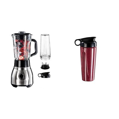 Bundle Set: Russell Hobbs Standmixer 2-in-1 [1,5l Glasbehälter Mixer & 0,6l Mini Smoothie Maker -To-Go-Trinkflasche inkl. Deckel] 23821-56 + Russell