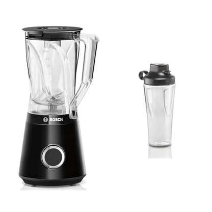 Bosch Standmixer VitaPower Serie 4 MMB6141B, Edelstahl-Klingen Made in Germany, 1,5l 1200 W, schwarz & Bosch ToGo-Flasche MMZBT01B