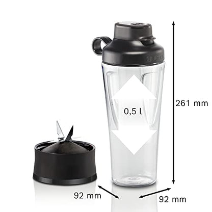 Bosch MMB6141B Standmixer VitaPower Serie 4, 1200 W, 30,000 U/min, 1,5 L Behälter Tritan, Schwarz & Set ToGo-Flasche MMZBTK1B, Smoothie-ToGo-Flasche