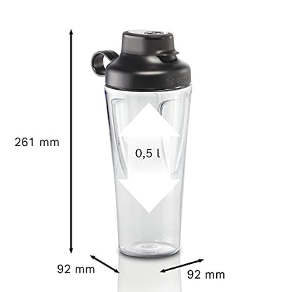 Bosch Standmixer VitaPower Serie 4 MMB6177S, Edelstahl-Klingen Made in Germany, 1,5l ThermoSafe Glasbehälter, 0,6l To-Go-Flasche, 30,000 U/min, 1200