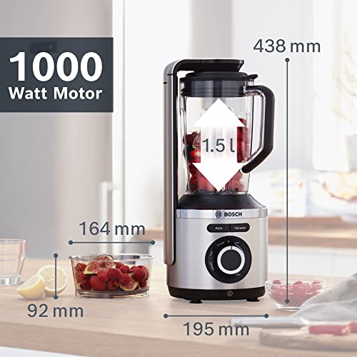 Bosch Vakuum-Standmixer, Smoothie Maker, 37.000 U/min, 1000 W, 4 Automatikprogramme, Vakuum- Frischhaltebehälter, VitaPower Serie 8 MMBV622M