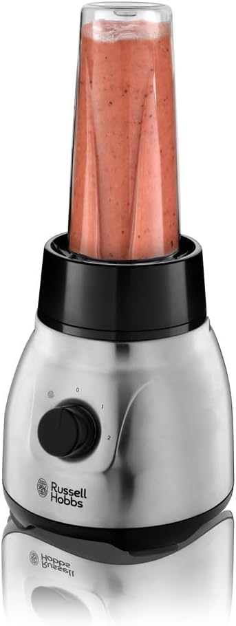 Bundle Set: Russell Hobbs Standmixer 2-in-1 [1,5l Glasbehälter Mixer & 0,6l Mini Smoothie Maker -To-Go-Trinkflasche inkl. Deckel] 23821-56 + Russell
