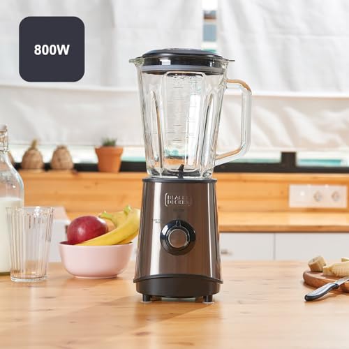 BLACK+DECKER – Standmixer mit Glaskanne 800W | 1,5 L Messbehälter | 4 Hochleistungs-Edelstahlklingen | Mehrstufige Geschwindigkeiten + Pulse-Funktion