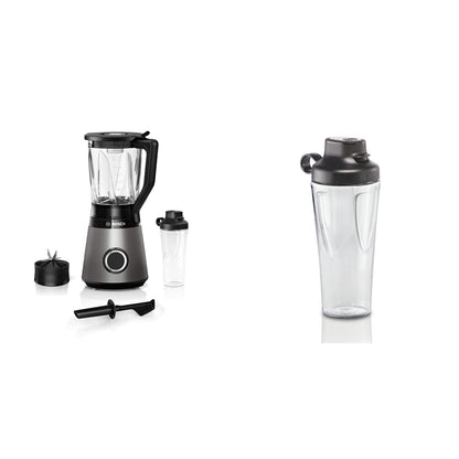 Bosch Standmixer VitaPower Serie 4 MMB6174S, 1200 W, silber & Bosch ToGo-Flasche MMZBT01B, Smoothie-ToGo-Flasche 0,6 L, bruchsicher, robust