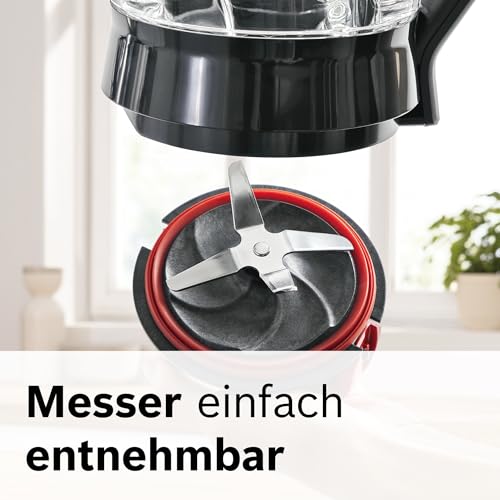 Bosch Standmixer, Smoothie Maker, 30,000 U/min, 1200 W, Edelstahl-Messer, 1,5l ThermoSafe Glasbehälter, 0,6l ToGo-Flasche, Zerkleinerer, Made in
