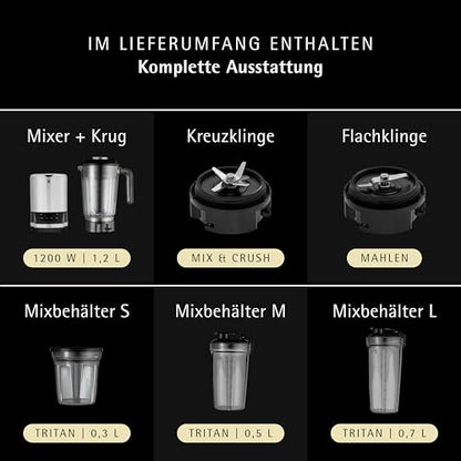 WMF Kult Pro Multifunktionsmixer Hochleistungsmixer, 30.000 U/min, Smoothie Maker, Standmixer, Ice-Crush Funktion, 4 Mixbehälter inkl. ToGo-Verschluss