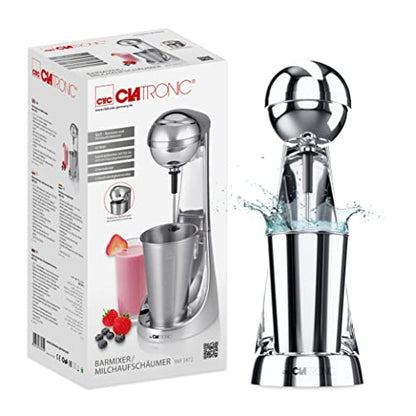 Clatronic® Barmixer u. Milchaufschäumer | Smoothie Maker | 650ml Edelstahlbehälter | praktischer Becherhalter | Mixer | 2 Geschwindigkeitsstufen |