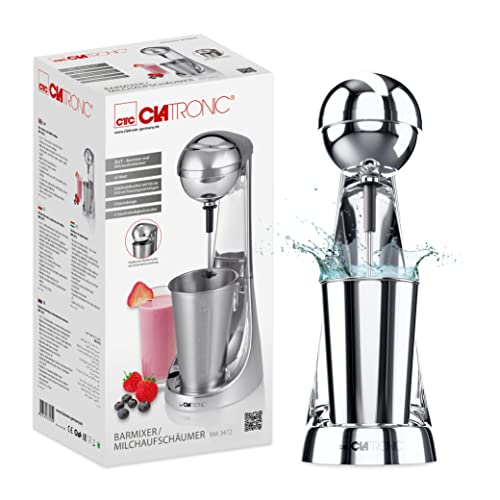 Clatronic® Barmixer u. Milchaufschäumer | Smoothie Maker | 650ml Edelstahlbehälter | praktischer Becherhalter | Mixer | 2 Geschwindigkeitsstufen |