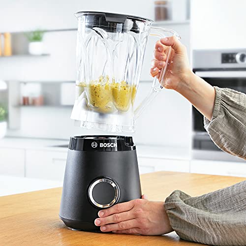 Bosch Standmixer VitaPower Serie 4 MMB6141B, Edelstahl-Klingen Made in Germany, 1,5l 1200 W, schwarz & Bosch ToGo-Flasche MMZBT01B