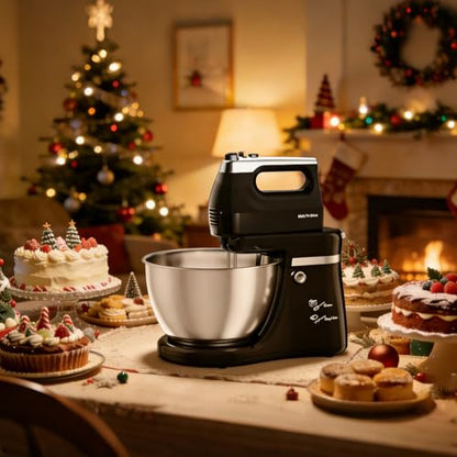 Handmixer für die elektrische Küche 2 in 1 4,8 Liter und Mixer mit kippbarem Kopf 250 Watt 5 Geschwindigkeitsstufen mit Turbo Boost Haushaltsmixer