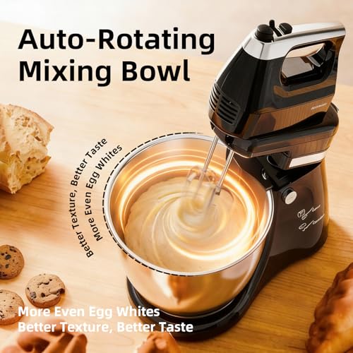 Handmixer für die elektrische Küche 2 in 1 4,8 Liter und Mixer mit kippbarem Kopf 250 Watt 5 Geschwindigkeitsstufen mit Turbo Boost Haushaltsmixer