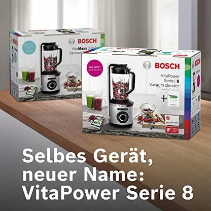 Bosch Vakuum-Standmixer, Smoothie Maker, 37.000 U/min, 1000 W, 4 Automatikprogramme, Vakuum- Frischhaltebehälter, VitaPower Serie 8 MMBV622M