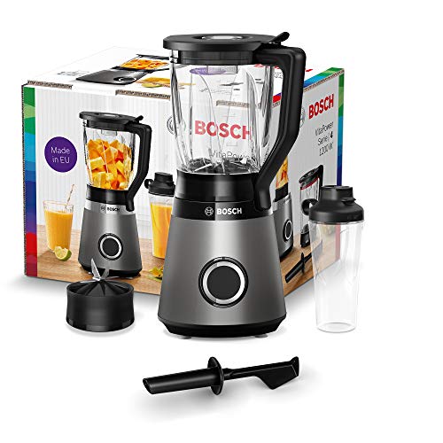 Bosch Standmixer VitaPower Serie 4 MMB6174S, 1200 W, silber & Bosch ToGo-Flasche MMZBT01B, Smoothie-ToGo-Flasche 0,6 L, bruchsicher, robust