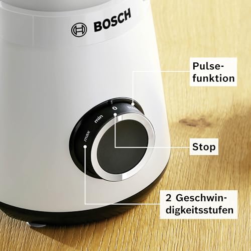 Bosch Standmixer Smoothie Maker, 1200 W, 1,5l Kunststoff-Mixbehälter (Tritan), weiß, spülmaschinenfeste Teile, 30.000 U/min, Made in Europe