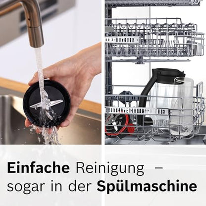 Bosch Standmixer, Smoothie Maker, 30,000 U/min, 1200 W, Edelstahl-Messer, 1,5l ThermoSafe Glasbehälter, 0,6l ToGo-Flasche, Zerkleinerer, Made in