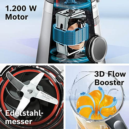 Bosch Standmixer VitaPower Serie 4 MMB6172SN & ToGo-Flasche MMZBT01B, Smoothie-ToGo-Flasche 0,6 L, bruchsicher