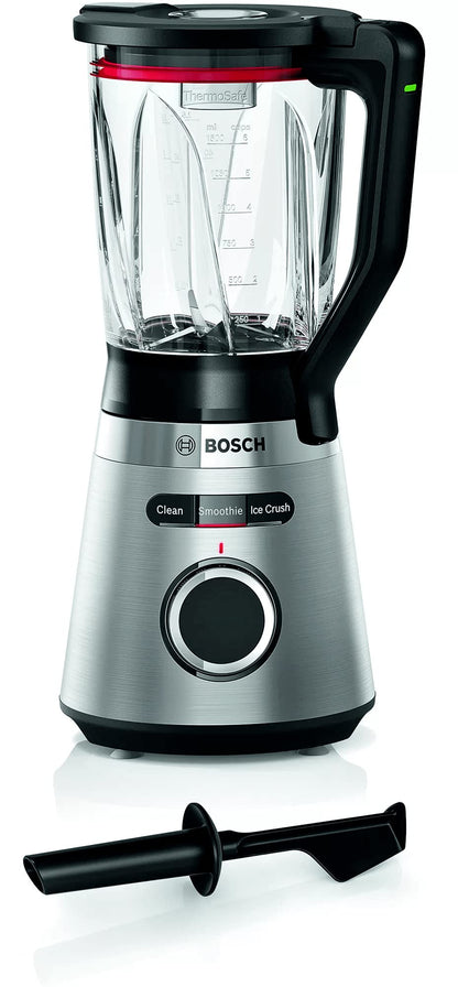 Bosch Standmixer, Smoothie Maker, 30,000 U/min, 1200 W, Edelstahl-Messer, 1,5l ThermoSafe Glasbehälter, 0,6l ToGo-Flasche, Zerkleinerer, Made in