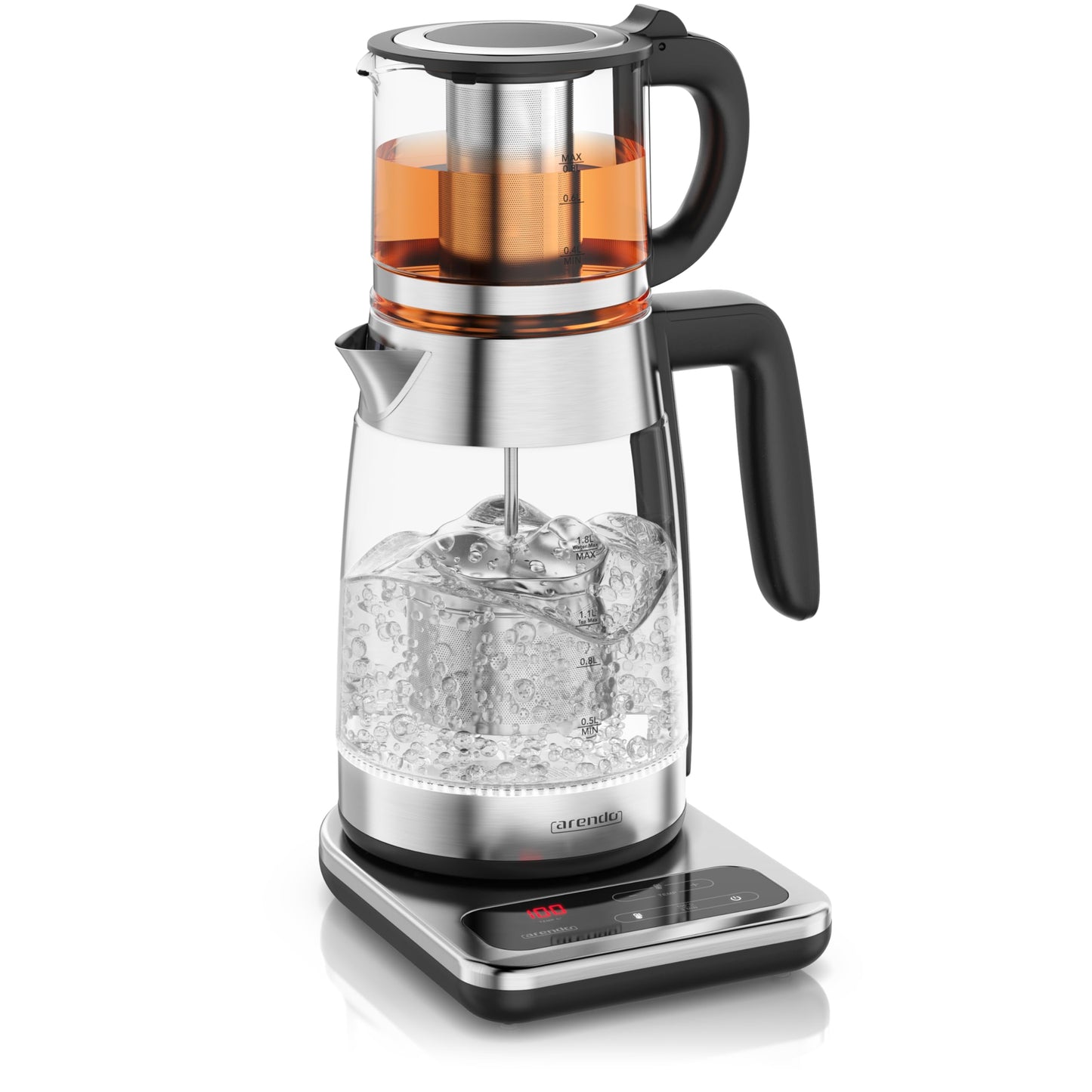 Arendo - Standmixer 2000 Watt mit Touchpanel - Hochleitungsmixer - 2L - 9 Geschwindigkeitsstufen – max. 24.000 U/min - Pulsfunktion – Timer – 5