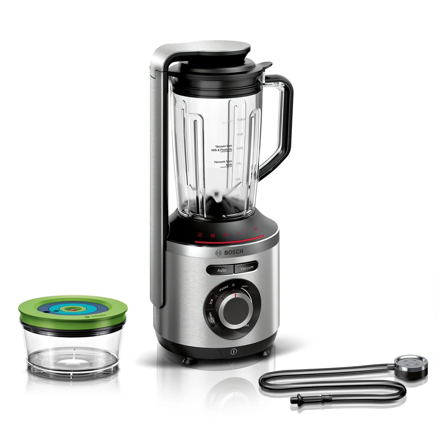 Bosch Vakuum-Standmixer, Smoothie Maker, 37.000 U/min, 1000 W, 4 Automatikprogramme, Vakuum- Frischhaltebehälter, VitaPower Serie 8 MMBV622M