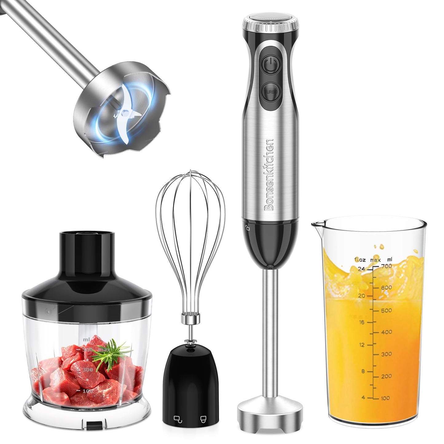 DOMO DO1089M Mixer-Set 3-in-1 600 W inkl. Messbecher weiss/grau