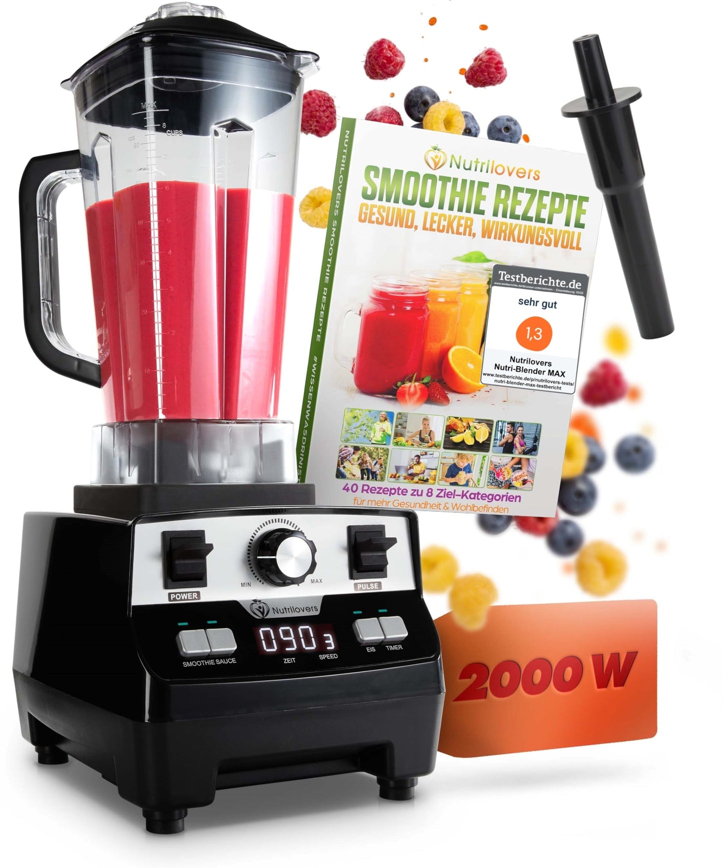 Braun PowerBlend 9 JB9040BK Hochleistungs-Standmixer mit 1600 Watt Motor, 2 l Tritan-Behälter, 18 Programme, 10 Geschwindigkeiten, Schwarz