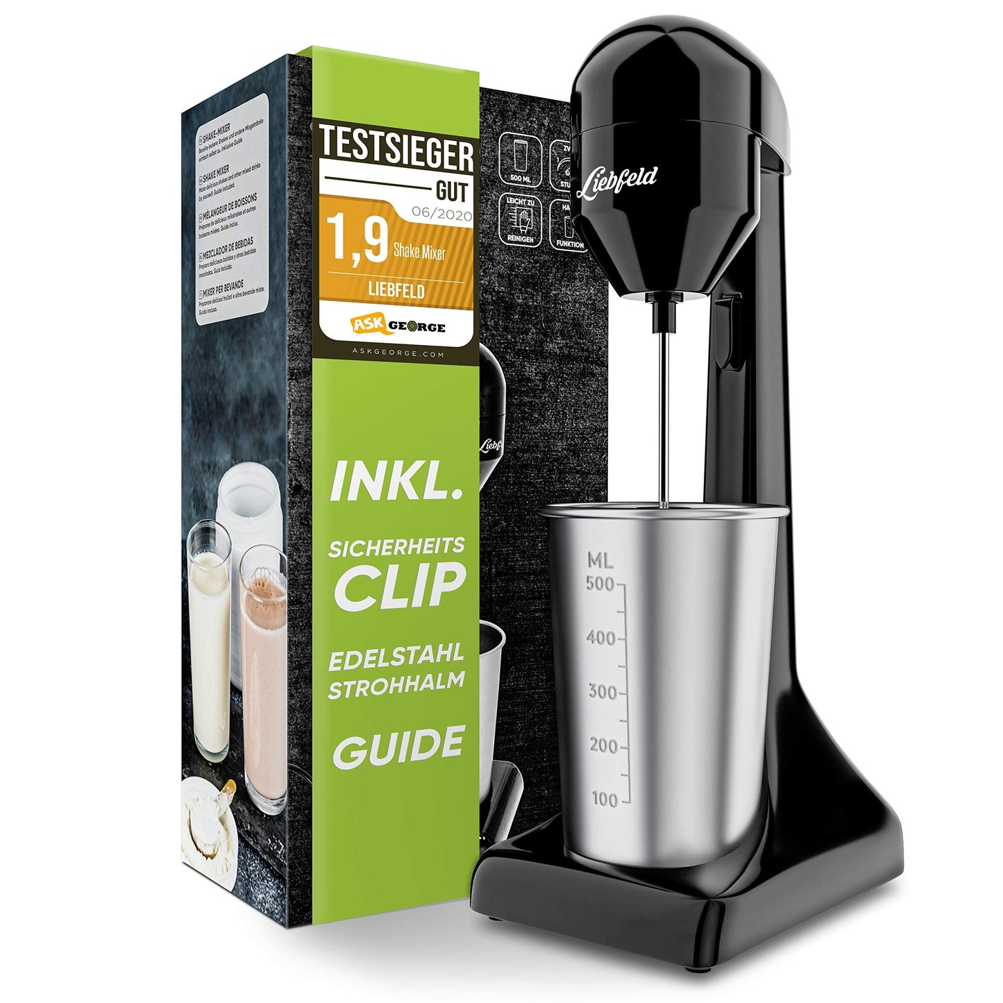 Clatronic® Barmixer u. Milchaufschäumer | Smoothie Maker | 650ml Edelstahlbehälter | praktischer Becherhalter | Mixer | 2 Geschwindigkeitsstufen |