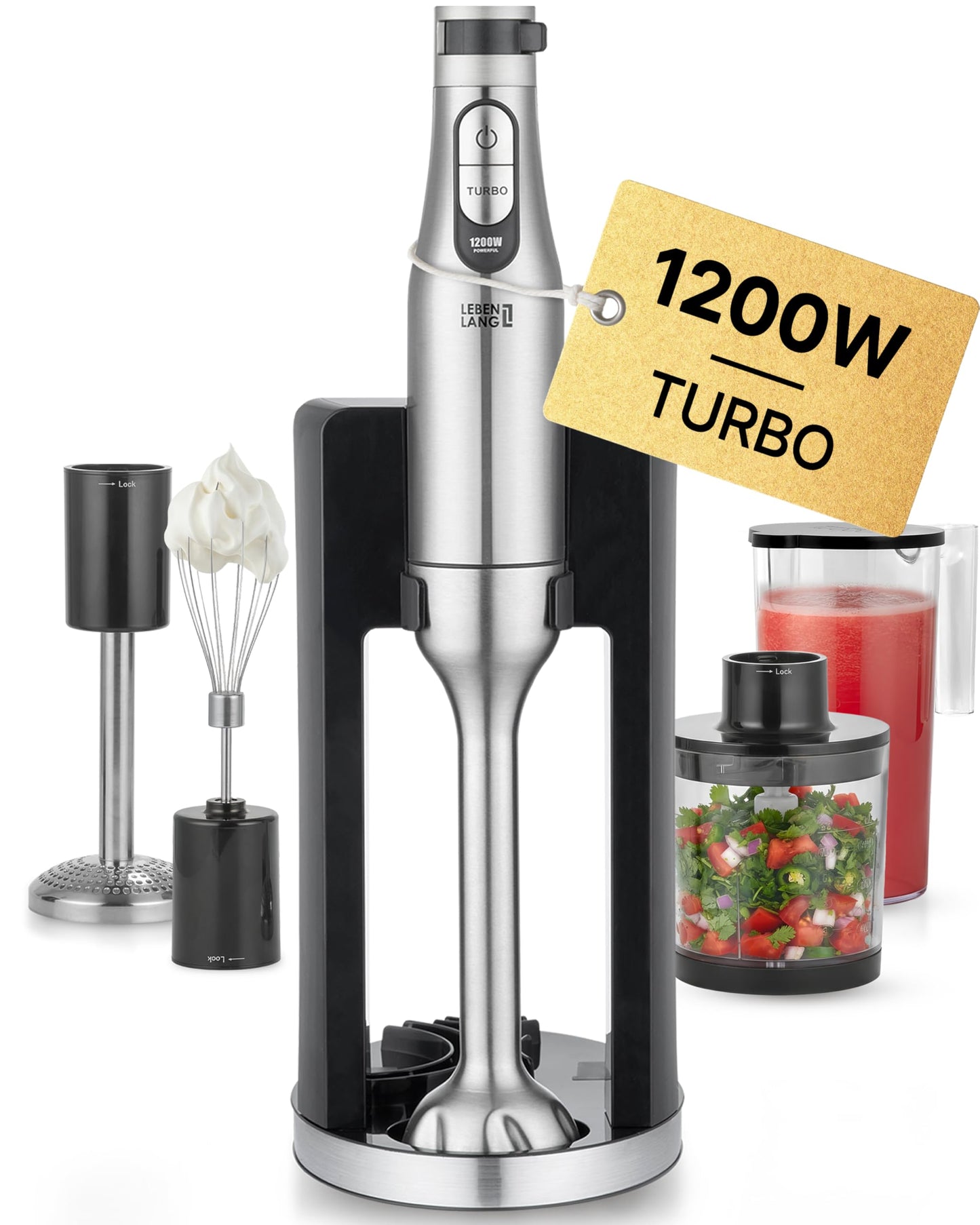 DOMO DO1089M Mixer-Set 3-in-1 600 W inkl. Messbecher weiss/grau